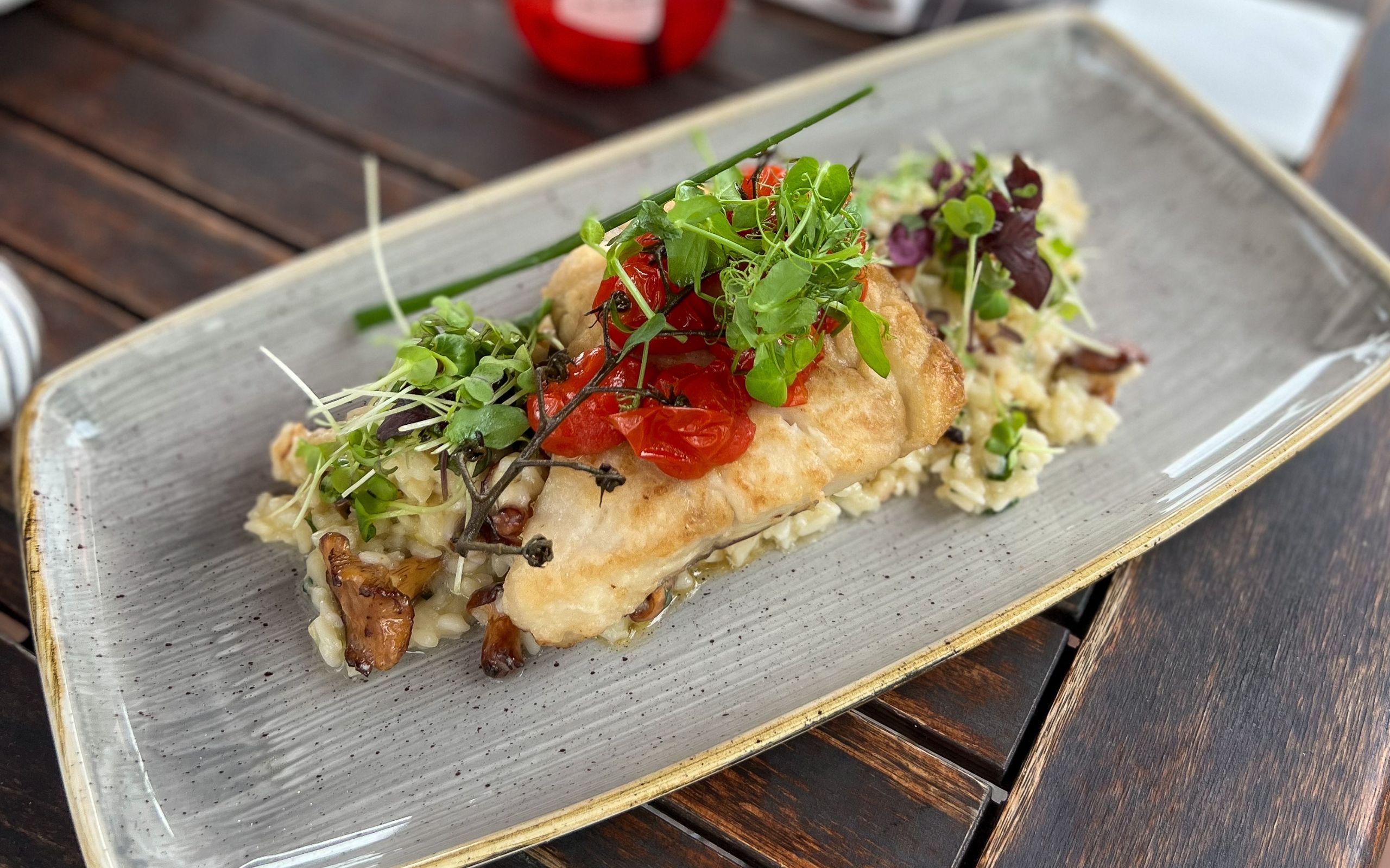 Gebratenes Seelachsfilet | Pfifferling-Parmesanrisotto